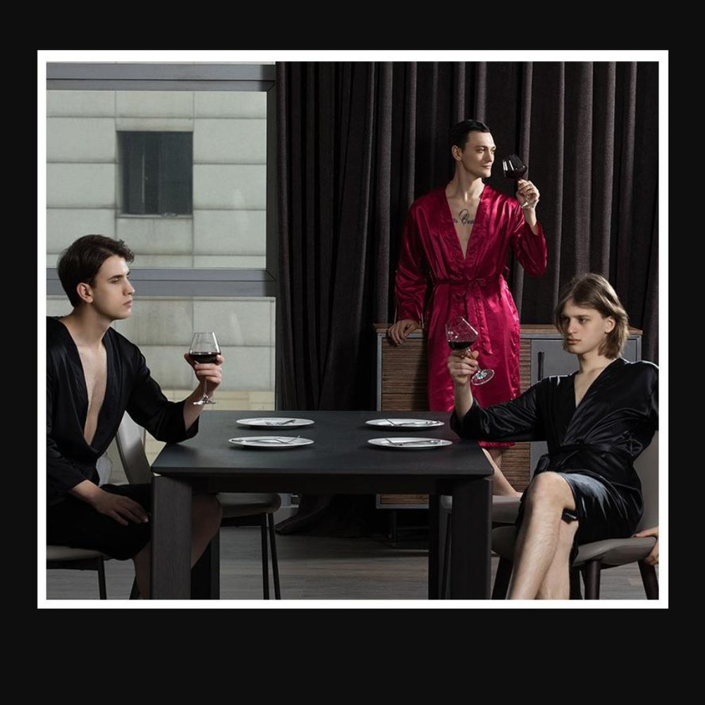 Women's Men's Satin Black Hugh Hefner Robe